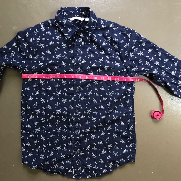 Janie and Jack Button Down Navy Floral Size 10 - Picture 4 of 9